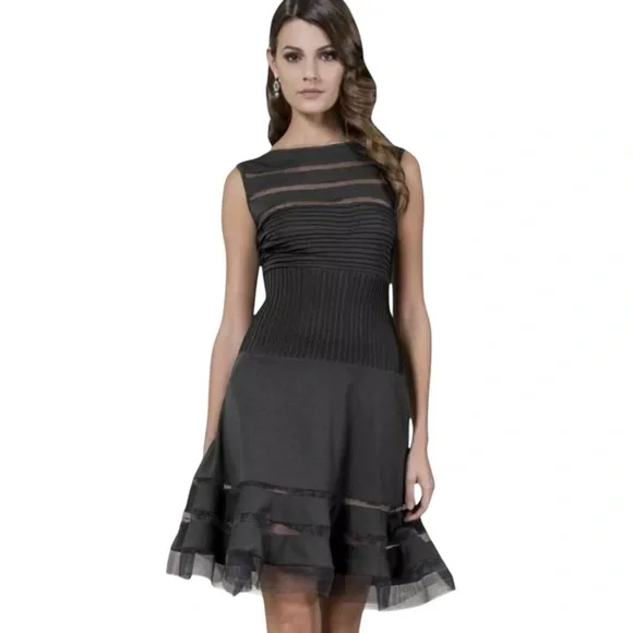 ❤️ NWT! Tadashi Shoji Mesh x Jersey Illusion Cocktail Dress - Picture 7 of 7